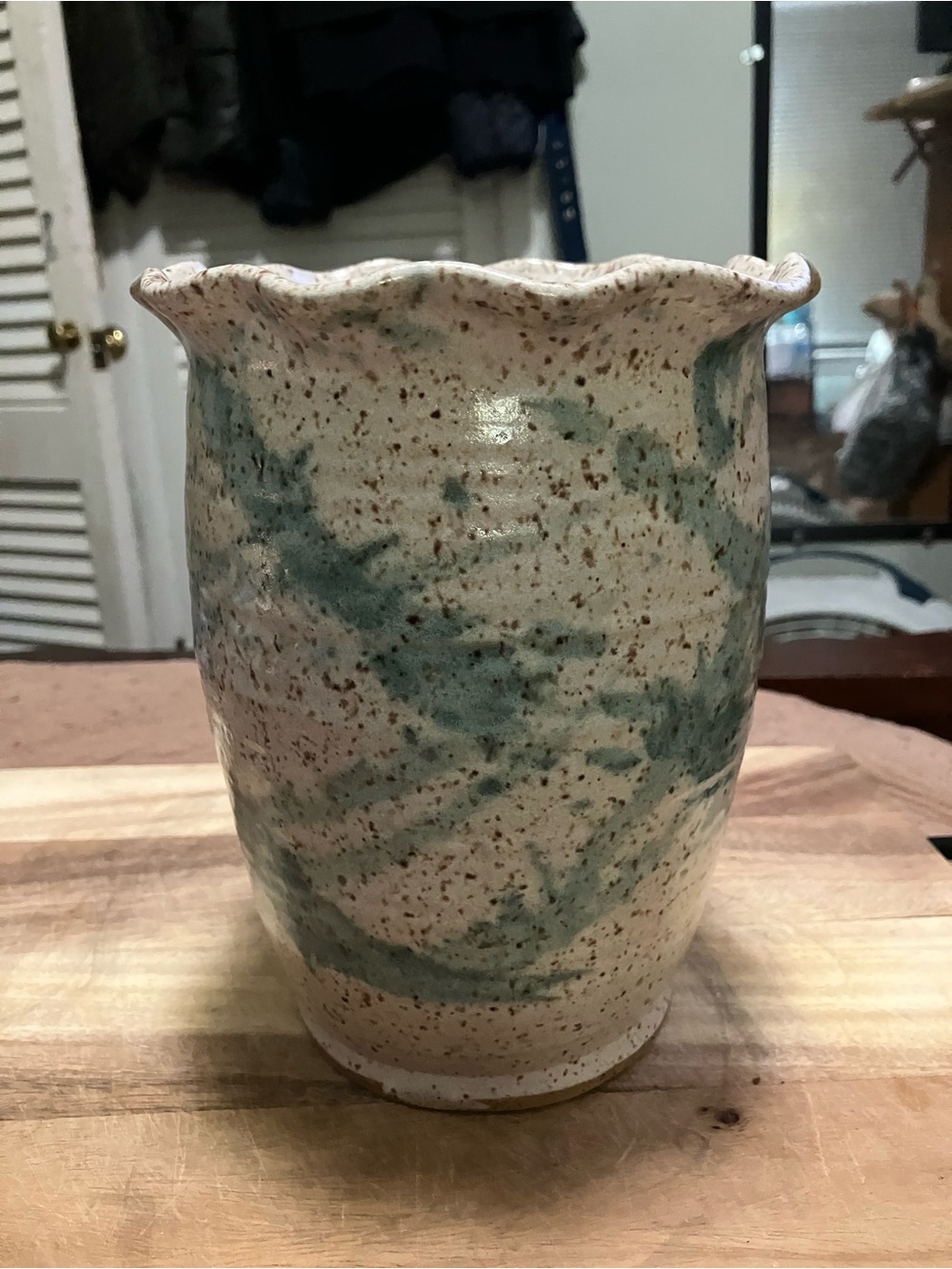 Handcrafted Speckled Ceramic Studio Pottery Vase